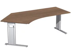 In hoogte verstelbaar hoekbureau 680-820x2166x1130mm noten zilver