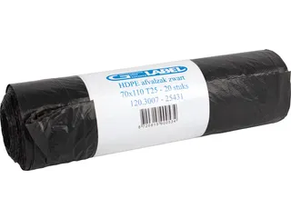 Vuilniszak HDPE Zwart 19 micron 70x110cm 120L rol van 20 zakken - 1