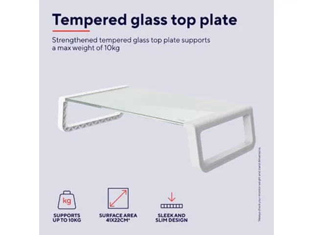 Trust Monta Monitorstandaard Van Gehard Glas Wit
