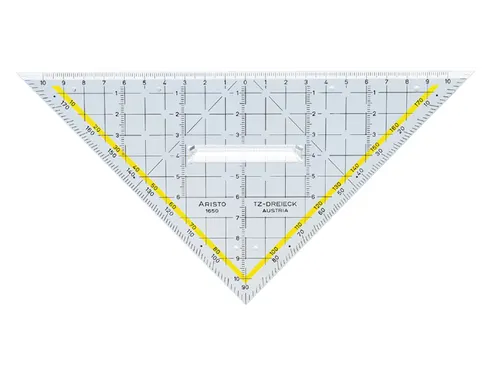 Geodriehoek Aristo 1650/2 225mm met greep transparant