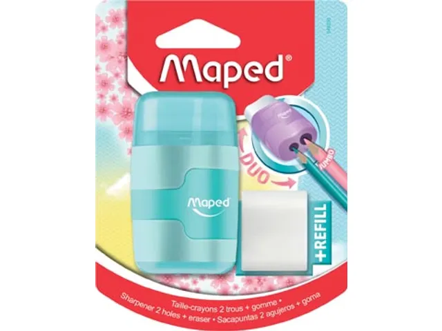 potloodslijper + gom Connect Soft Touch assorti pastelkleuren, op blis