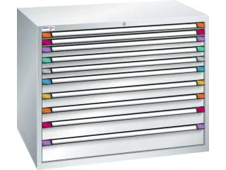 ladekast HxBxD 1000x1205x695mm 10laden RAL7035 front RAL7035 - 1