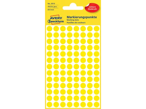 Etiket Avery Zweckform 3013 Rond Ø8mm Geel 416 Stuks
