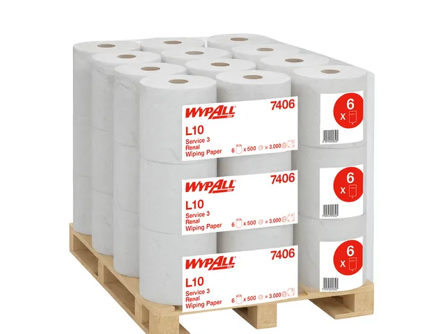 Poetsrol WypAll L10 1-laags 18,3cmx190m 500vel wit 7406 Pallet