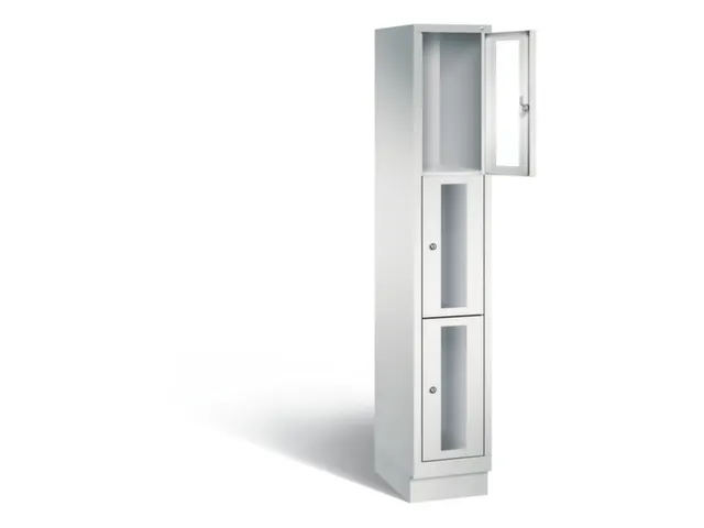 Lockerkast 1800x320x500mm 1x3 vakken Cilinderslot, Sokkel, RAL7035