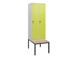 locker met bank,HxBxD 1950x600x815mm,2vak,vak B 300mm,draaigrendel