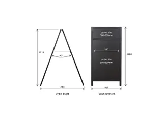 Europel Krijtstoepbord met Topbord 660 x 1280 mm DELUX Zwart - 9
