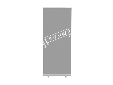 Roll-Banner 85x200 complete set met print "Welkom" Grijs