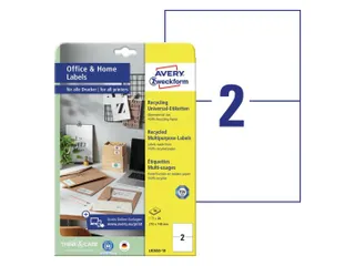 Etiket Avery Zweckform LR3655-10 210x148mm recycled Wit 20 stuks - 1