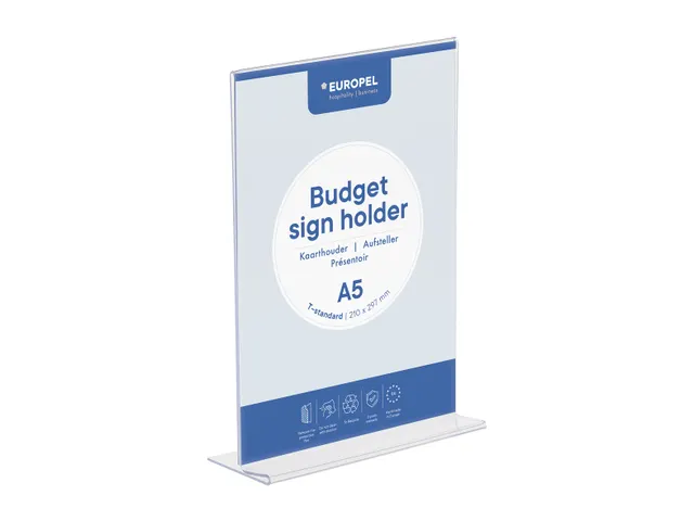 Europel Kaarthouder Budget T-standaard A5 1,5 mm Staand Acryl
