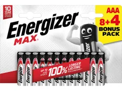 batterijen Max AAA/LR03/E92 blister van 8 + 4