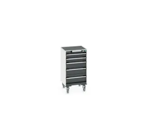 ladekast verrijdbaar 980x525x525mm 5laden RAL7035 front RAL7016 - 8