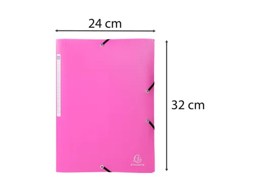 Elastomap 3 kleppen polypropyleen 5/10de Ondoorschijnend A4 Fuchsia