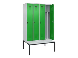 locker met bank,voor scheiding van kleding,HxBxD 2120x1200x815mm,4vak - 1
