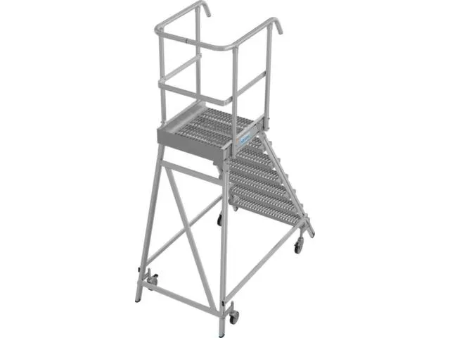 escalier mobile,roulant,estrade H 1,7m,7marches a. revêtement R13,alu