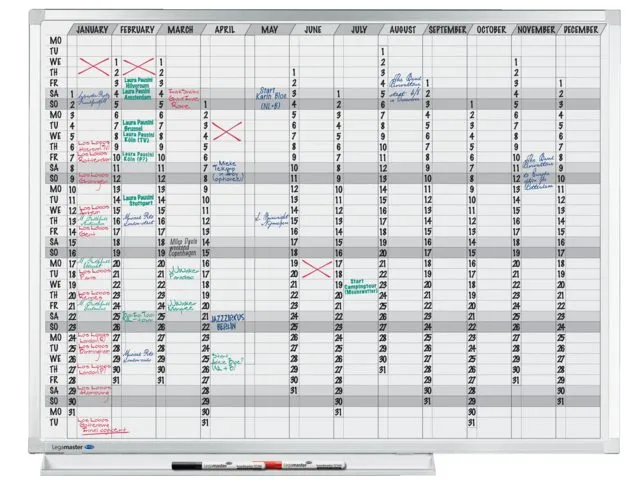 Tableau planning Legamaster Professional annuel horizontal 90x120cm