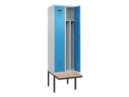 locker met bank,voor scheiding van kleding,HxBxD 2120x600x815mm,2vak