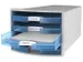 Module tiroirs HAN Impuls 4 tiroirs ouverts bleu transparent