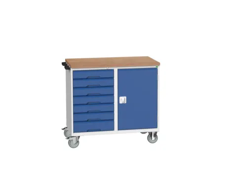 montagetafel 980x1050x600mm multiplexblad 7 laden kast front RAL5010