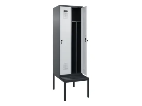 locker met bank,voor scheiding van kleding,HxBxD 2120x600x815mm,2vak