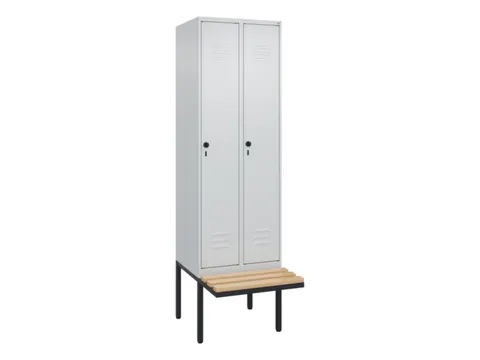 locker met bank,HxBxD 2120x600x815mm,2vak,vak B 300mm,draaigrendel