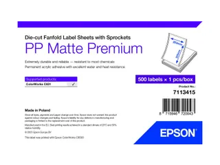 Epson 7113415, Wit, Zelfklevend printerlabel, Gestanste etiket, Waaier - 1