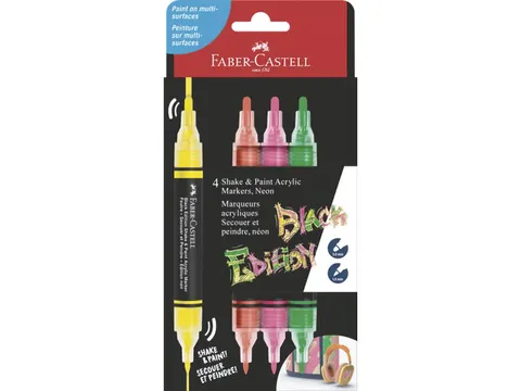 Acrylmarker Faber-Castell Black Edition Shake & Paint 4st. neon kleure