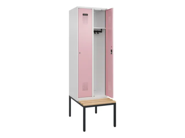 locker met bank,HxBxD 2120x600x815mm,2vak,vak B 300mm,cilinderslot