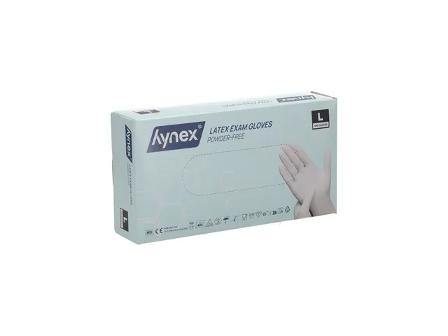 Handschoen Hynex latex L wit 5g 100 stuks