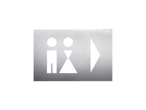 wandbord,wc dames/heren,pijl rechts,RVS,zelfklevend,HxB 160x235mm