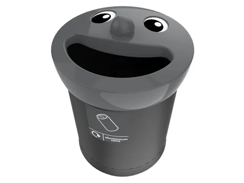 Afvalbak Smiley Face Bin 52 Liter Aluminium Cans Zwart Grijs