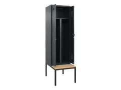 PBM-locker met bank,HxBxD 2120x600x815mm,2vak,vak B 300mm,draaigrendel
