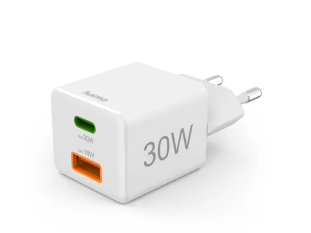Oplader Hama USB-C/USB-A Mini PD 30W wit