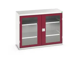 vitrinekast 1000x1300x550mm 2xStalen bodem romp RAL7035 front RAL3004