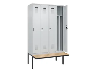 locker met bank,voor scheiding van kleding,HxBxD 2120x1200x815mm,4vak - 1