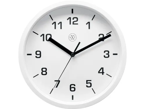 wandklok NXT diameter 20cm kunststof wit, witte wijzerplaat