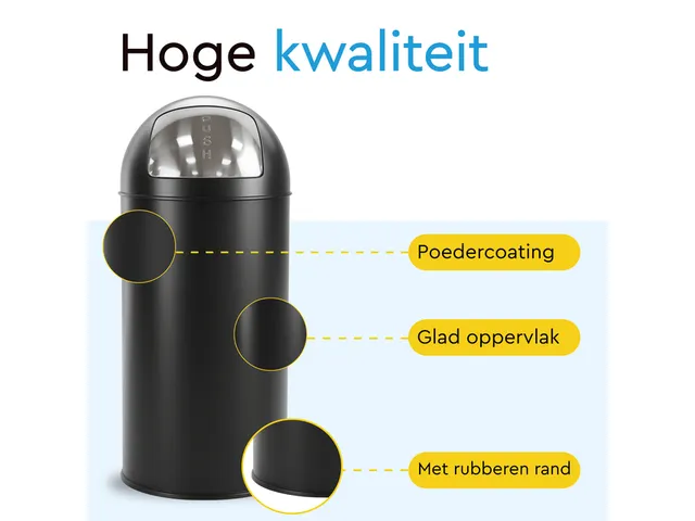 Afvalbak BRASQ Push Bin PB230+ 30 liter zwart