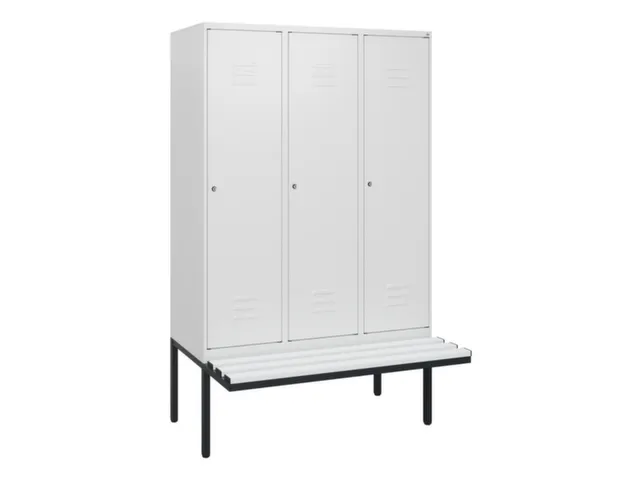 locker met bank,HxBxD 1950x1200x815mm,3vak,vak B 400mm,cil.-slot