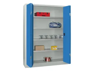 Vouwdeurkast 1950x1500x400mm 4legborden Verzinkt Ral7035 Front Ral5012 - 1