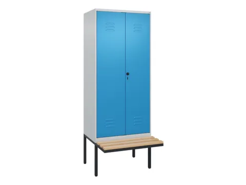 PBM-locker met bank,HxBxD 2120x800x815mm,2vak,vak B 400mm,draaigrendel