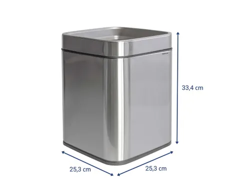 9501594 Afvalbak MAULprime 15L edelstaal 25.1x25.1x32.2cm zilver