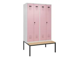 locker met bank,voor scheiding van kleding,HxBxD 2120x1200x815mm,4vak