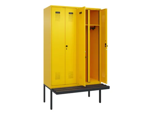 locker met bank,voor scheiding van kleding,HxBxD 2120x1200x815mm,4vak