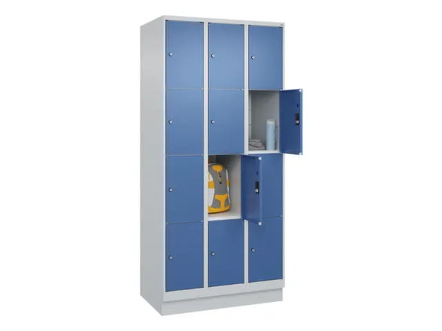 lockerkast,HxBxD 1950x900x500mm,3x4vakken,vak B 300mm,cil.-slot,sokkel