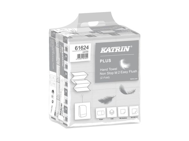 Handdoek Katrin 61624 Z-vouw Plus sneloplossend 2laags 20,3x24cm 25x16