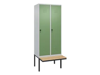 locker met bank,HxBxD 2120x800x815mm,2vak,vak B 400mm,draaigrendel - 1
