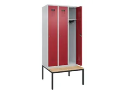 locker met bank,HxBxD 2120x900x815mm,3vak,vak B 300mm,cilinderslot