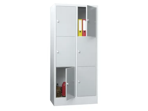 lockerkast,HxBxD 1850x800x500mm,2x3vakken,RAL7035,front RAL7016