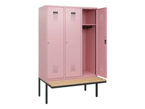 locker met bank,HxBxD 1950x1200x815mm,3vak,vak B 400mm,cilinderslot