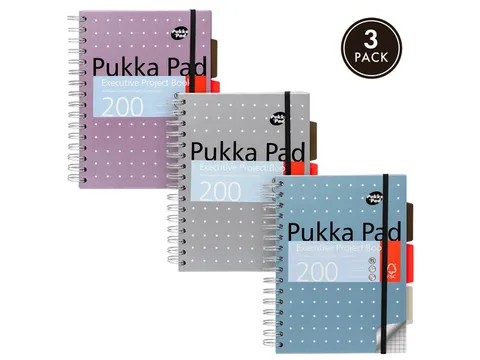 #Projectboek Pukka Pad metalliexecutive A5 geruit krimp a 3st. assorti